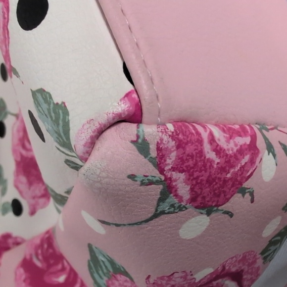 Betsey Johnson Pink Rose And Polka Dot Floral Handbag Tote Satchel EUC - Picture 11 of 12